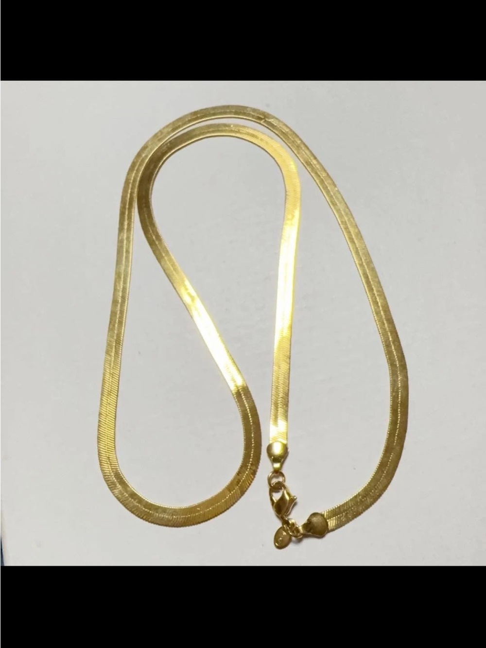 Vintage Italian 925 Sterling Silver Gold Plated Herringbone Chain Necklace